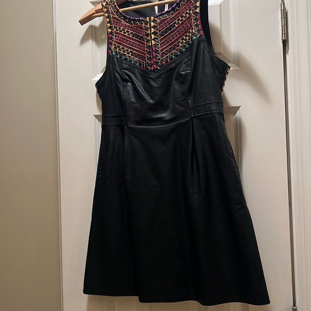 Free people embroidered leather dress